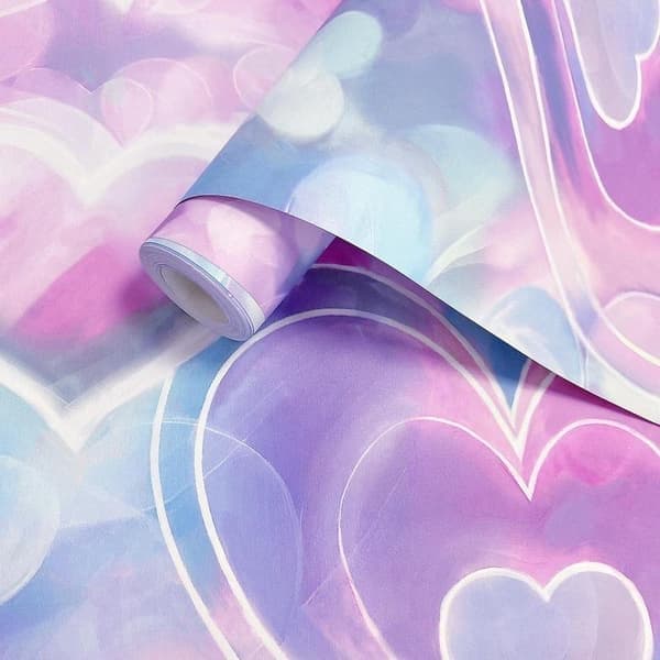 Neon Hjerter Pink Blå Tapet