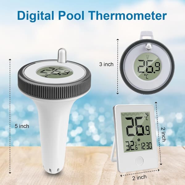 Trådlös Pooltermometer, Flytande Digital Vattentermometer, IP67 Vattentät för Pool, Damm, Spa Vit
