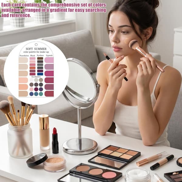 Bløde sommerfarvepalet-tøj til shopping, makeup og outfit-matching