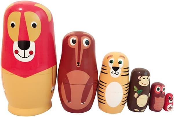 Babushka Nesting Matryoshka Trädockor Ryska Nesting Dolls Barnleksak Present i Djurform