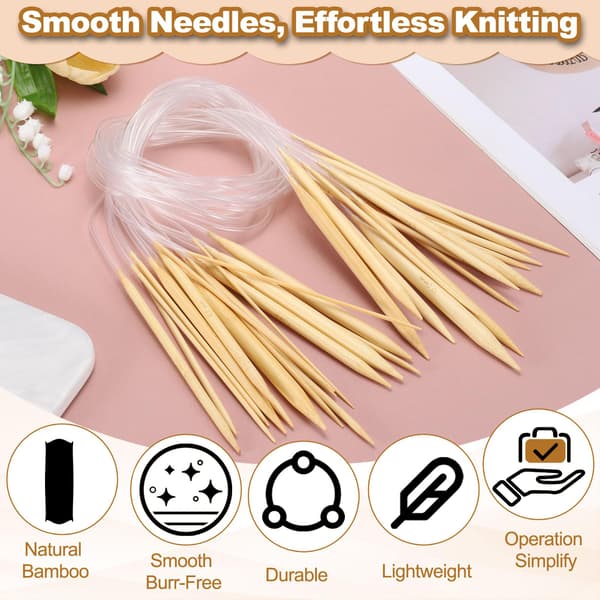 ELEZAPLY Bambu pyöröpuikot 9\" (23cm) US Koko 0 (2mm) 9 inch x Size US 0 (2mm)
