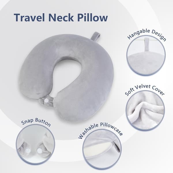 Nackkudde Memory Foam Bärbar U-formad Resekudde Cervikalt Stöd Brun