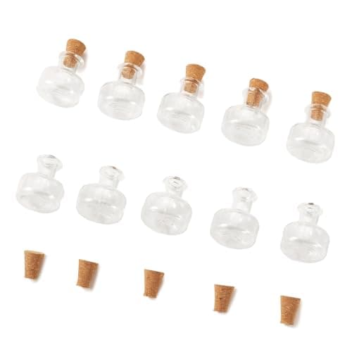 10 st kolonnformade små glasflaskor med korkpropp, små genomskinliga tomma glasflaskor för DIY-konst Column Shape