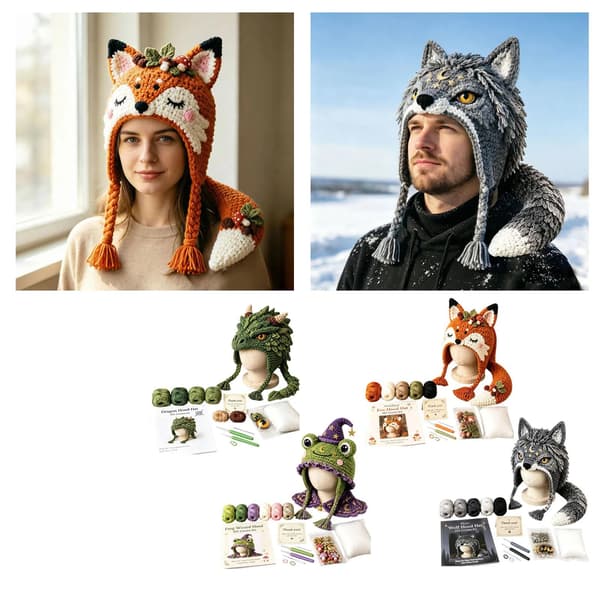 smtsmt Fantasy Hættehat DIY Hæklesæt Serie (Ulv) Wolf