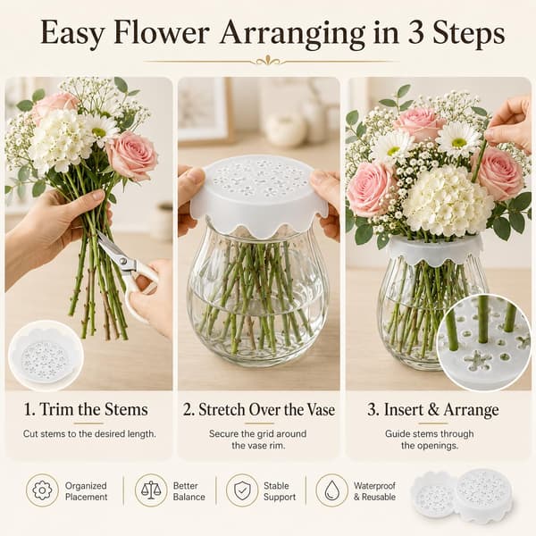 2-pack silikonrutnät för blomsterarrangemang till vaser, blomsterarrangemangshållare