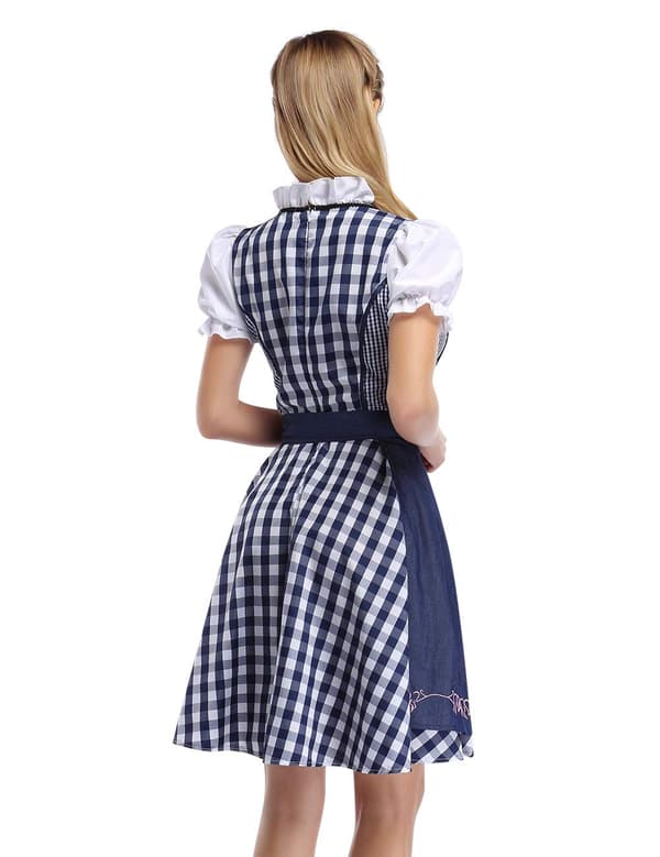 GloryStar tysk Dirndl-ölklänning för kvinnor, 3-delad dräkt för bayersk Oktoberfest och karneval Blue-one pc Medium