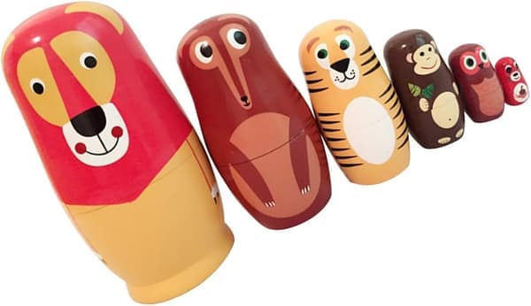 Babushka Nesting Matryoshka Trädockor Ryska Nesting Dolls Barnleksak Present i Djurform