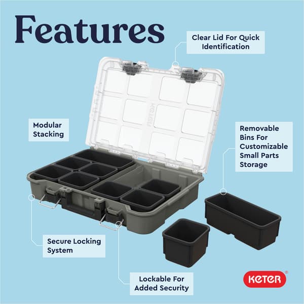 Keter Stack N' Roll Campingudstyrsorganizer, Bærbar Opbevaringsorganizer Tool Organizer Olive Green