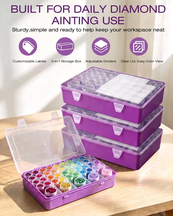 45 STK Diamantmaleri Oppbevaringsbeholdere: Diamantkunst Organizer