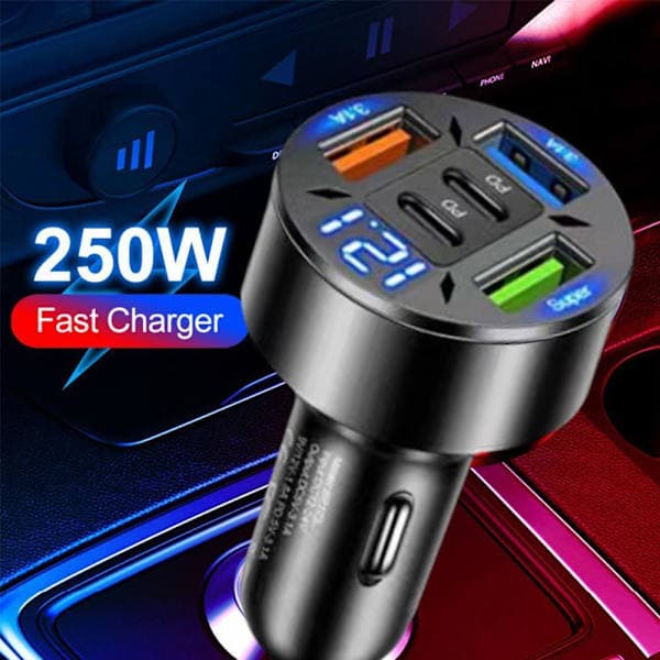 4 USB-portar Supersnabb QC3.0+PD billaddareadapter för iPhone Android UK
