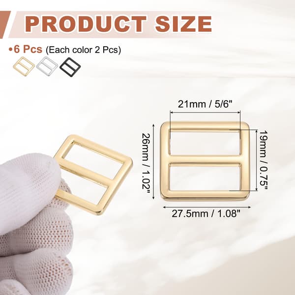 PATIKIL Metal Tri-Glide Skydespænder, Zinklegering Kraftig Webbing Rem 1-1/4" / 6 Light Gold/Silver/Electro Black