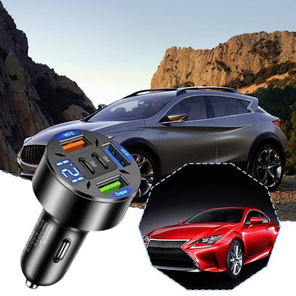 4 USB-porte Superhurtig QC3.0+PD Bilopladeradapter til iPhone Android UK