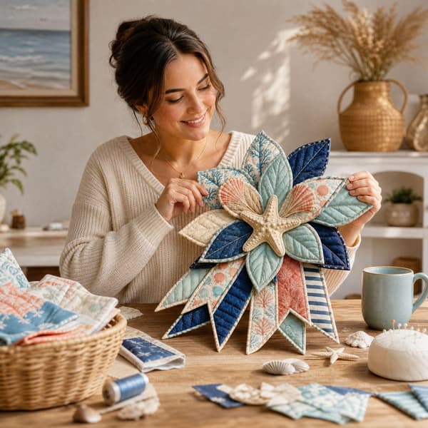 Överdimensionerad Quiltad Dörrrosett DIY Sykit Patchwork Lantlig Tygkrans (Vit-Lila) White-Purple