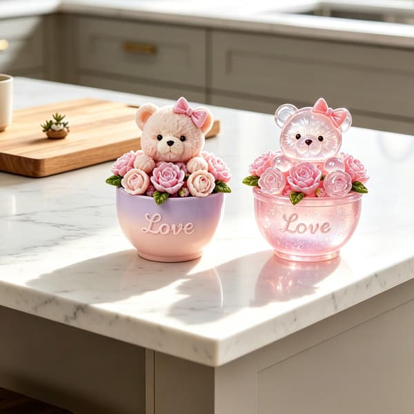 3D Rosebjørn Silikoneform til Resin, Sød Dyre Epoxy Støbeform Rose Bear