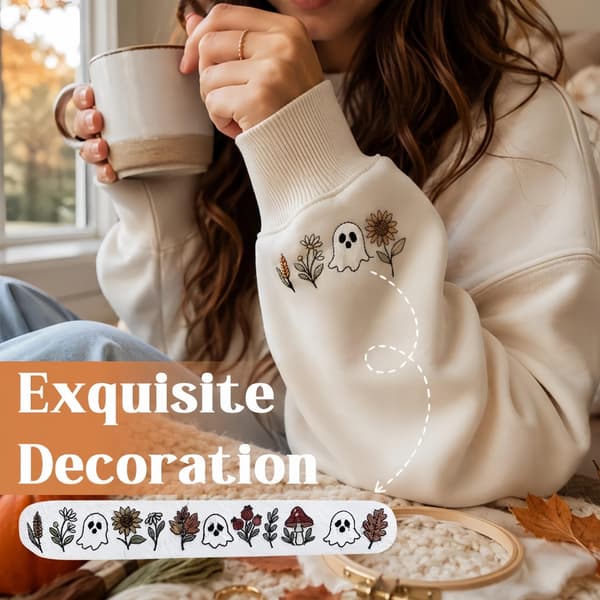 Halloween vannløselig broderimønster for klær, tilpasset spøkelse Ghost