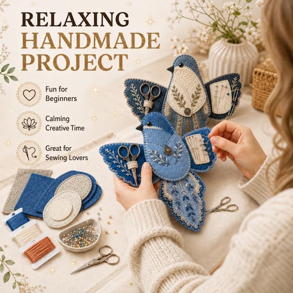Fugleformet filt sy-organizer DIY-sæt, 3D patchwork fuglekasse (A2pc) A2pc