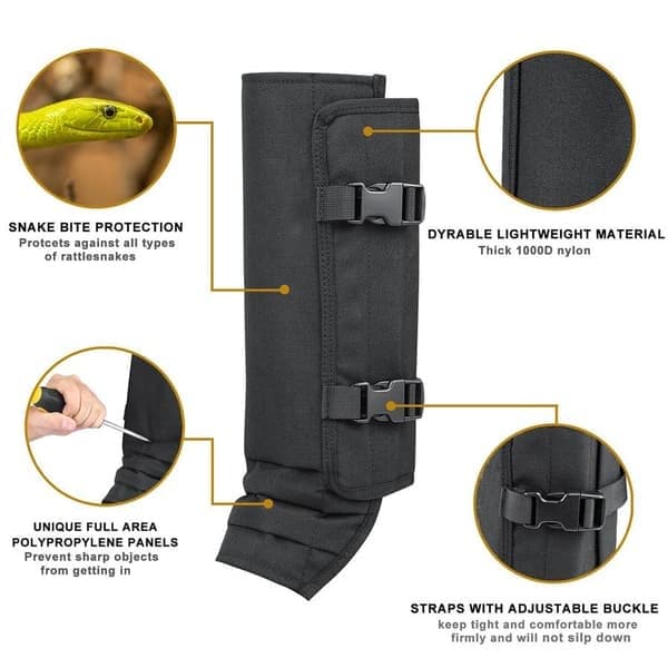 Ormskydd för jakt: Slitstarkt ormskydd, ormleggings unisex, ormbettsskydd för underben, svart black