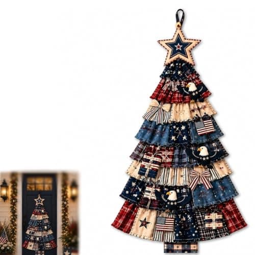 Begyndervenligt DIY Oversized Patchwork Juletræ Dørhængsæt Us Patriotic