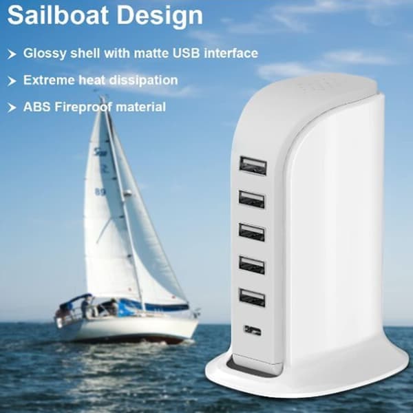 Sejlbåd Multifunktionel USB-oplader Multifunktionel Skrivebordsladestation 30W