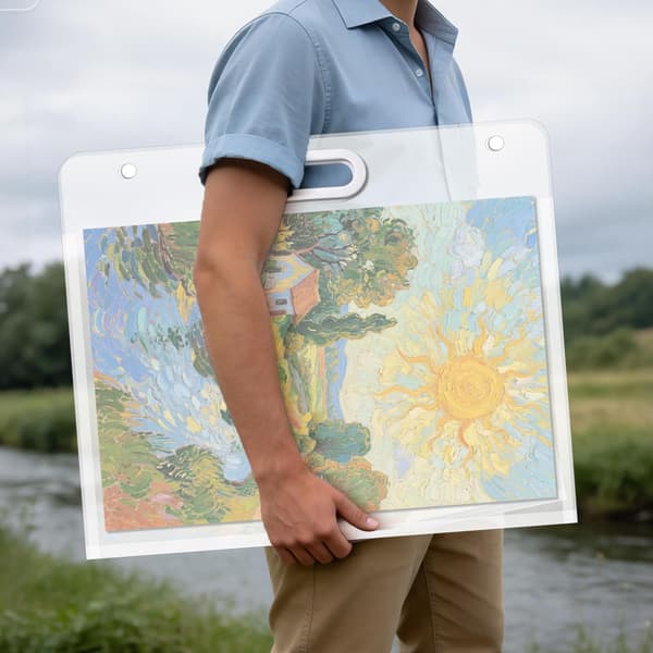 Simpldell 3 størrelse hvit kunstmappe med håndtak 3p A2+a3+a4 White