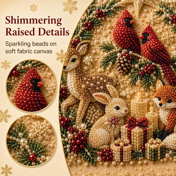 DIY Skogsdjur Jul Pärldiamantmålning Konstkit med Ram Forest Critters