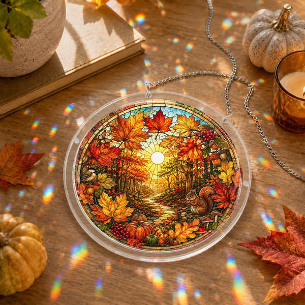 Akrylpuslespill Suncatcher, DIY Lønneblader Høst Vindusdekor-16 cm 6.3x6.3 IN Maple Leaf