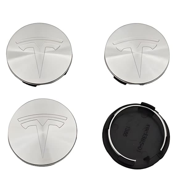 4-pack Tesla centrumkåpor – hjulnavsemblem 56 mm silver silver