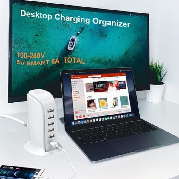 Sejlbåd Multifunktionel USB-oplader Multifunktionel Skrivebordsladestation 30W