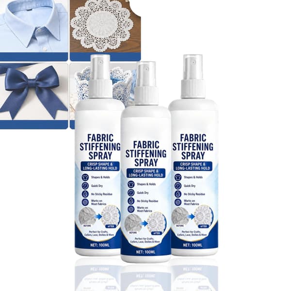 Tekstilforsterkerspray, Stiffy tekstilforsterker, Stivner raskt, Hurtigtørkende, Egnet for blondebrikker, tekstilsløyfer, heklearbeider 3pcs