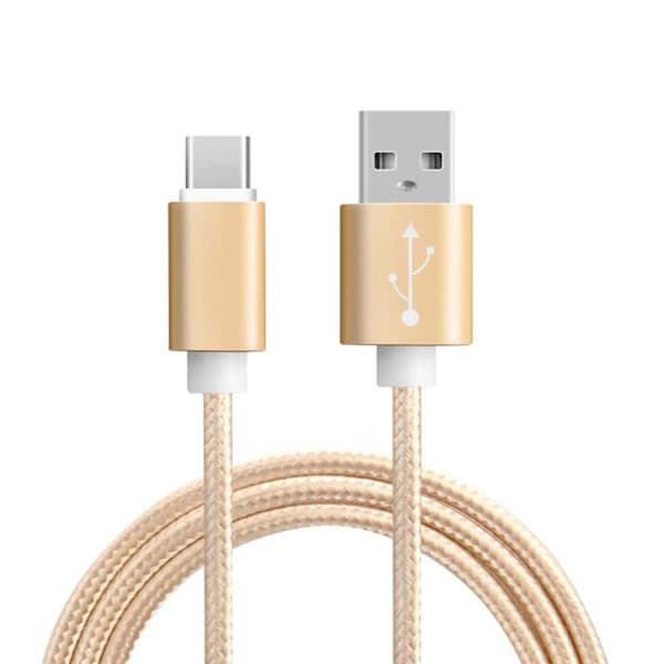 2m snabbladdande Quick charge USB-C flätad laddare Typ-C Vit white