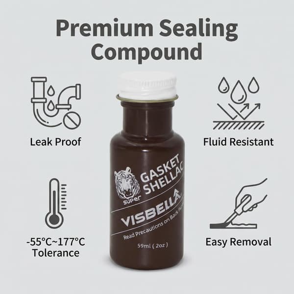 Visbella Packning Shellac Compound Topplockspackning Tätningsmedel Flytande Packningstillverkare 2oz.