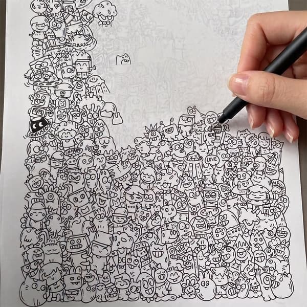 100 STK Stressaflastende Doodle Papir Spor Farve Kunstterapi til Voksne 100 Sheets