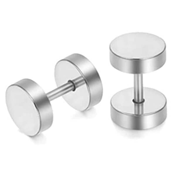 2-pack Fake Plug Fake Stretch Örhänge Piercing Smycken Silver - 7mm