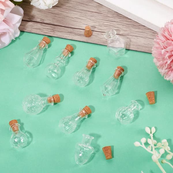 10 st små glasflaskor med korkproppar, vasformade miniglasflaskor pärlbehållare för DIY-konsthantverk bröllop Vase #4