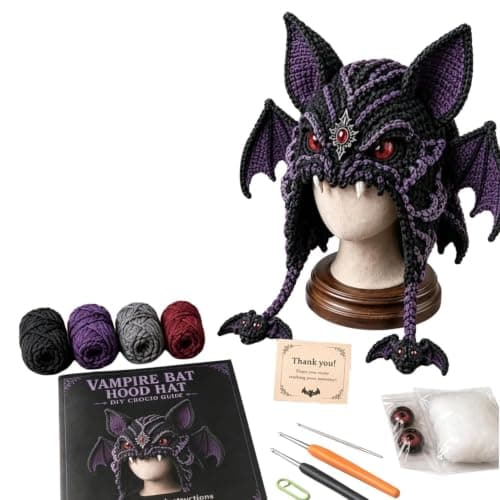 Halloween Hat DIY Hæklesæt, Fantasy Hætte Hat DIY Hæklesæt, Flagermus Bat