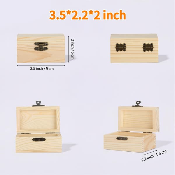 12 stk. ufærdige træskattekister med låg (rektangel) Rectangular