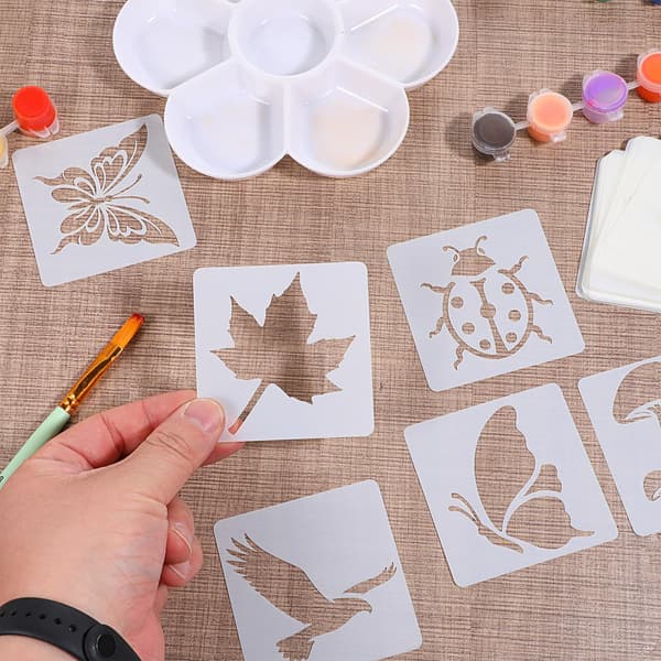 64 STK Blomster Dyr Stencils til Håndværk, Stencils til Maling