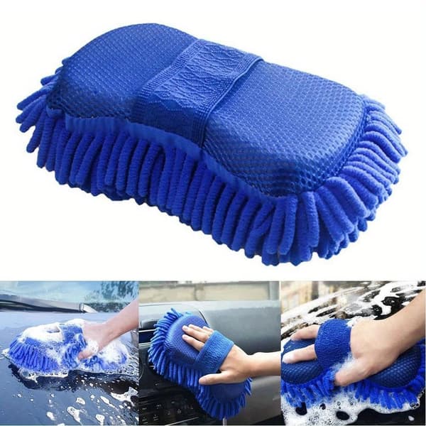 Mikrofiber Chenille Bilvasksvamp med Elastisk Stropp, Ripefri Ultraabsorberende Vaskehanske for Profesjonell Bilpleie, Lofri