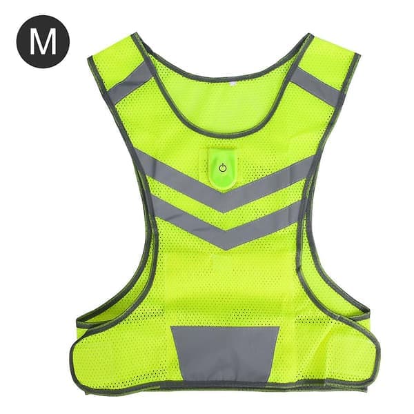 Refleksvest med LED-lys for høy synlighet til nattløping og sykling (M)