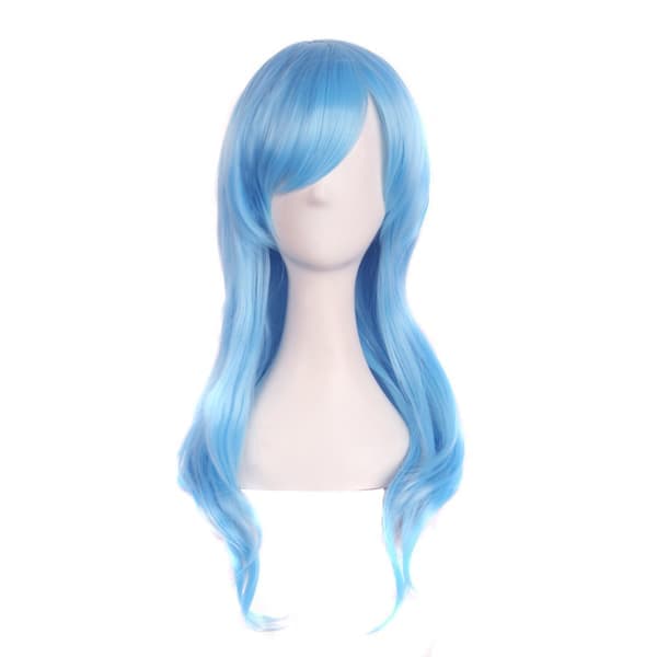 Peruk Anime Lång Lockig Peruk 70CM (Himmelsblå)