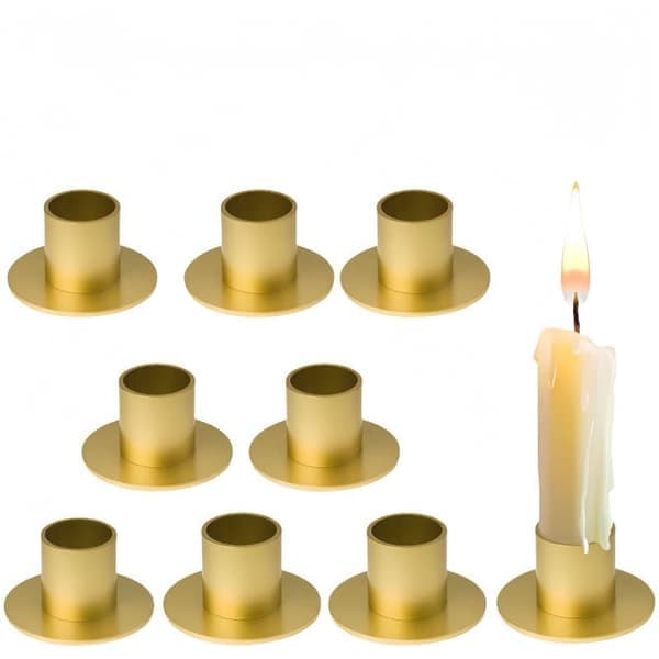 4/6/8/12/16 - Pack Matta Guld Ljusstake Metall Ljusstake för Bröllopsfest Julbord Sovrum