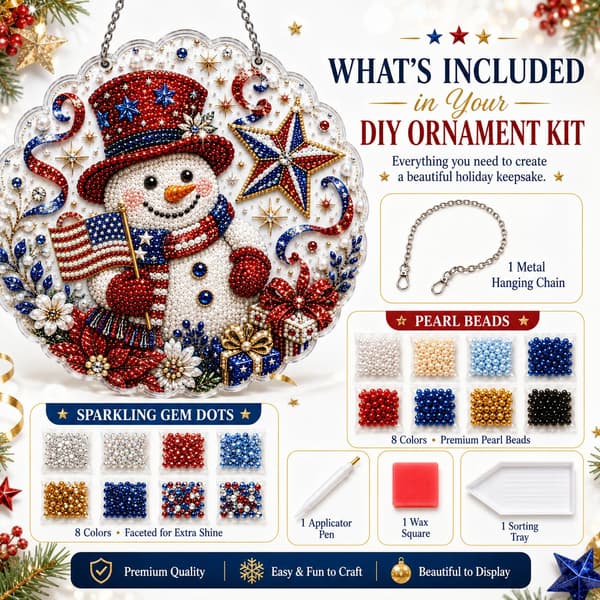 Juleperle diamantmaleri solfanger DIY-sett (stil 2, 8 tommer) 8inch Style 2