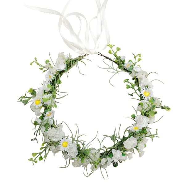 Brudeblomsterguirlande Sløjfe Hårbånd Brudepige Børnehårkrans Justerbart Bånd Bryllupsfester