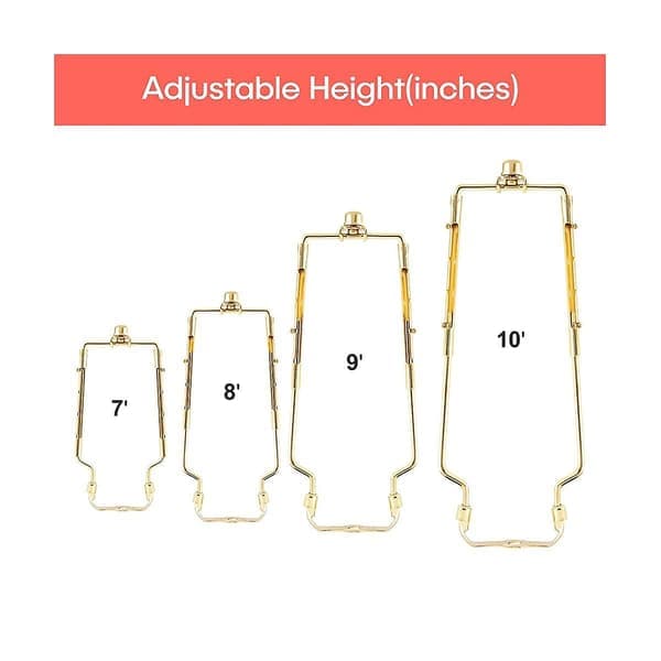 7 tommer lampeskærm harpeholder justerbar lampeharpesæt E14, E26, E27 lysbaseadapter guldhornramme