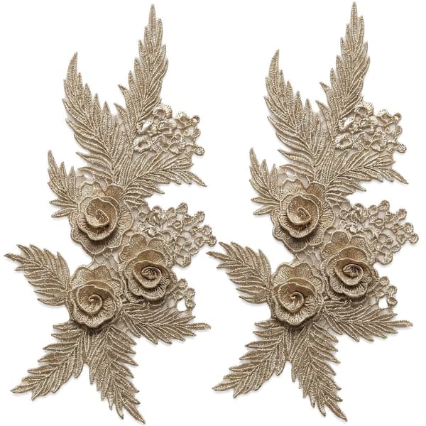 Champagne Guld 3D Blomster Blonde Applikationssæt