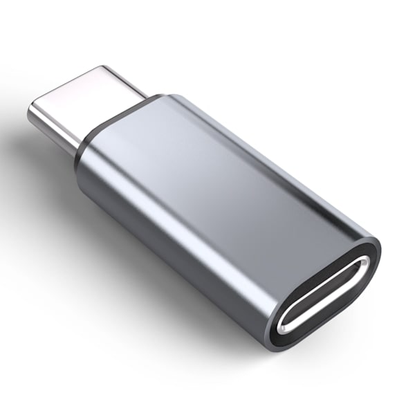 Lightning (hun) til USB-C (han) adapter, kompatibel med iPhone 15 Grå Grå Grey