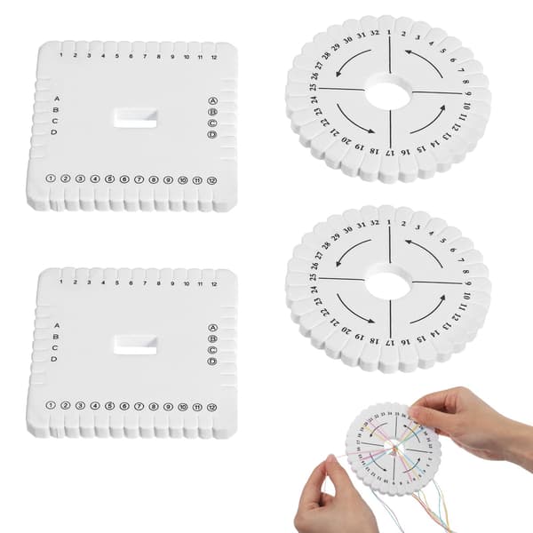 4 stk Kumihimo Disk Rund Firkantet Perlesnor Disk Fletteplate