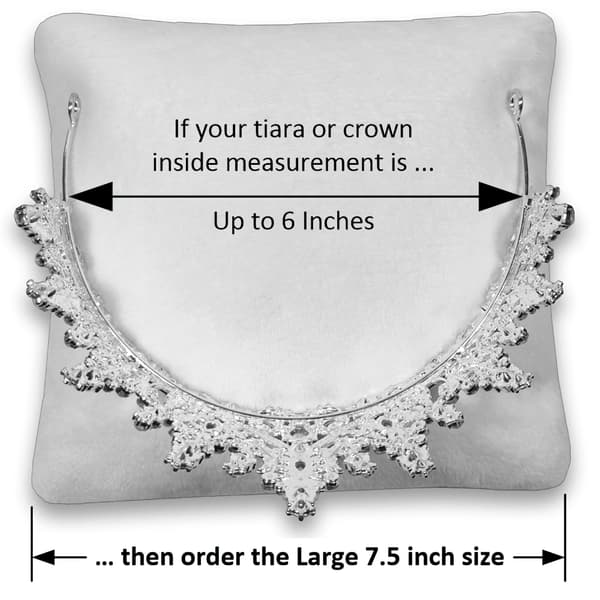 7,5\" Snehvid Velour Tiara & Krone Display Pude