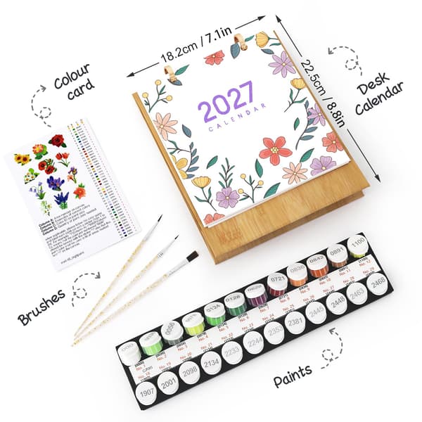 Lnjsipam Mal efter Tal Kalender 2027 - Blomstermaleri med Tal som Gave Flower