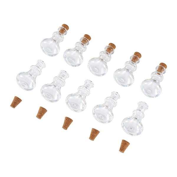 10 st konformade små glasflaskor med korkpropp, små klara tomma glasflaskor för DIY-konst Cone Shape #2